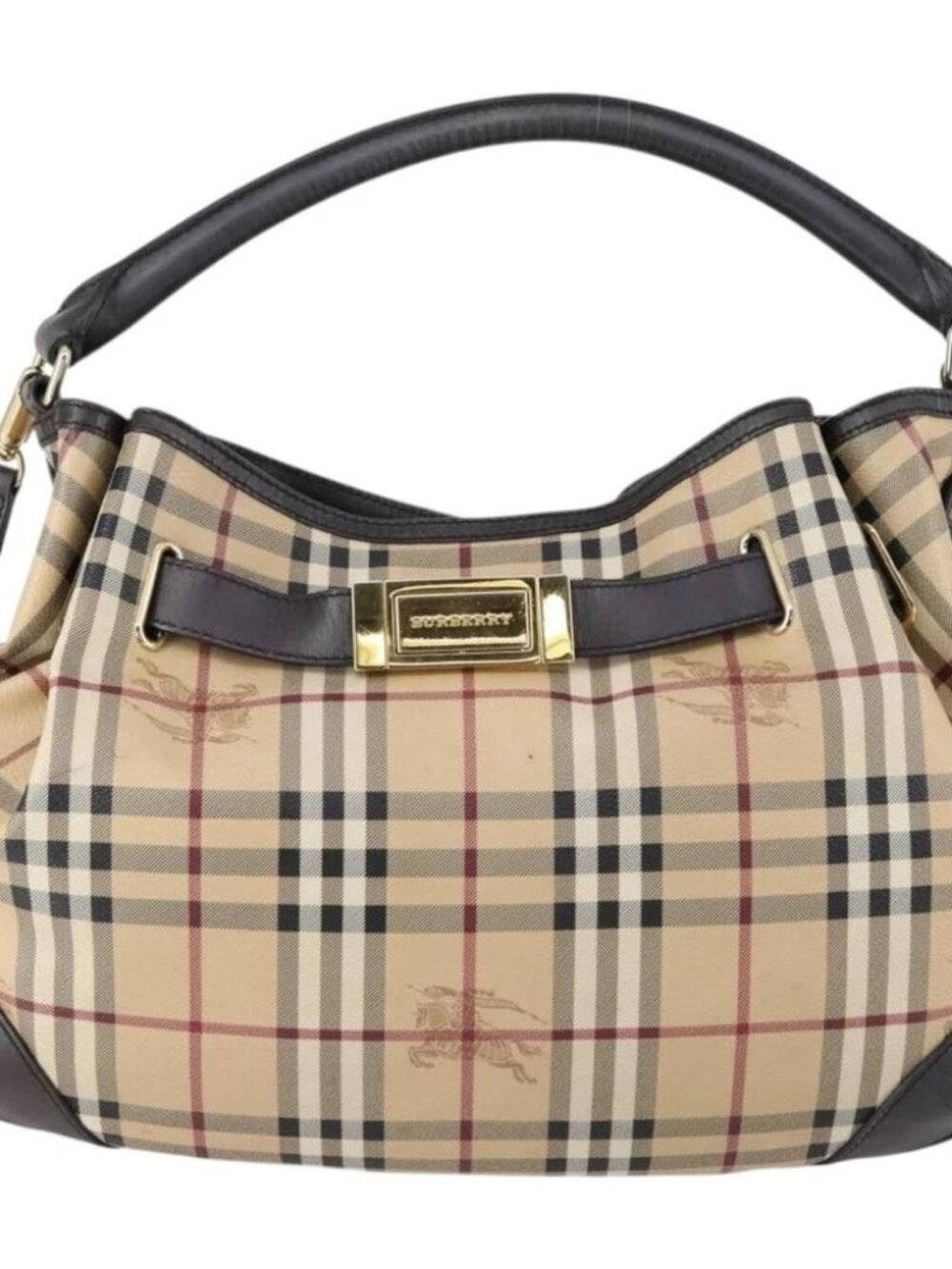 BURBERRY Nova Check Shoulder Bag PVC 2way Beige Gold - Picture 2 of 16